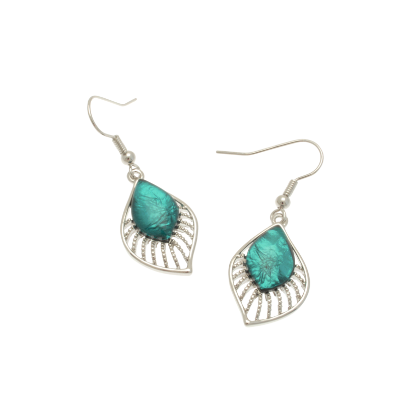 Miss Milly Teal & Silver Drop Earrings from Pixi Daisy