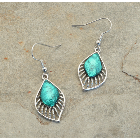 Miss Milly Teal & Silver Drop Earrings from Pixi Daisy