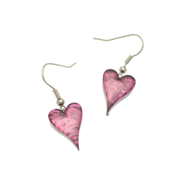 Miss Milly Raspberry Heart Earrings