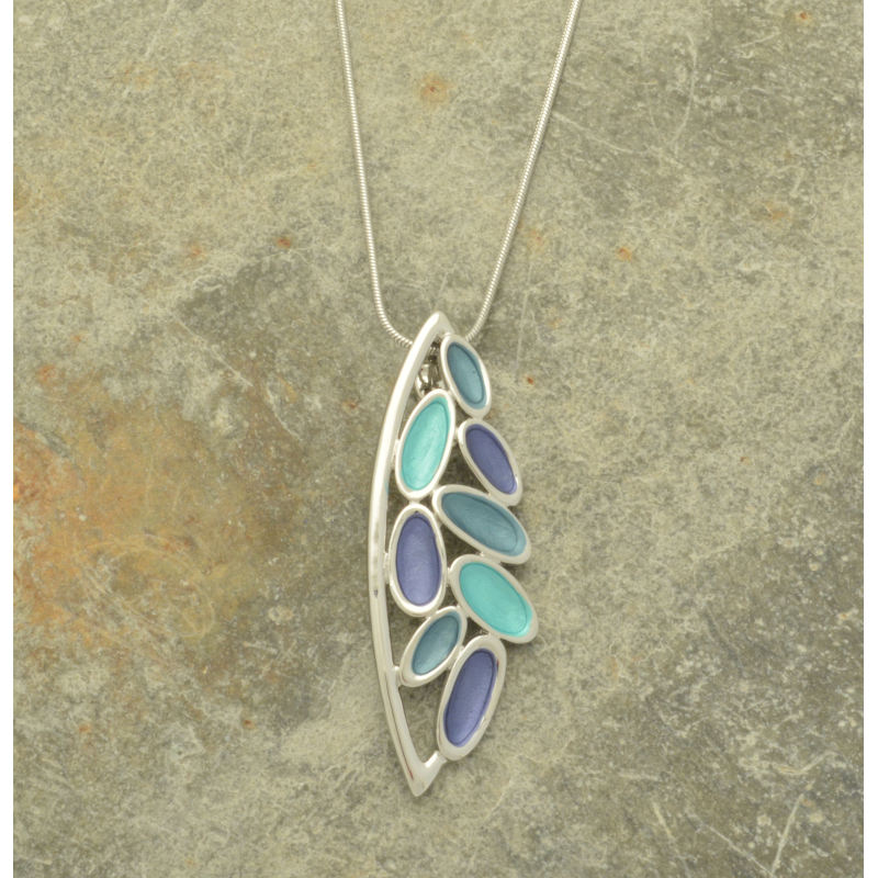 Miss Milly Blue & Silver Drop Leaf Pendant from Pixi Daisy