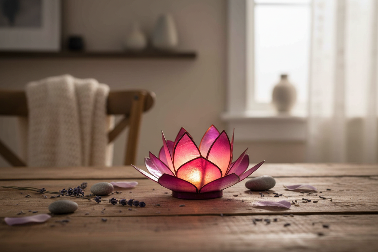 Lilac Lotus Flower Tea Light Holder Banner