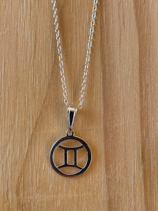 Sterling Silver Gemini Zodiac Necklace