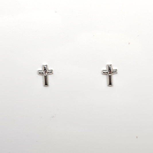 Silver cross ear studs from Pixi Daisy