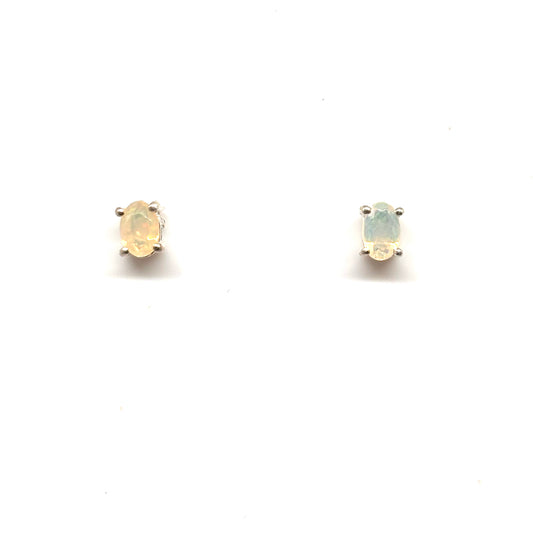 Clear White Opal Ear Studs - Pixi Daisy