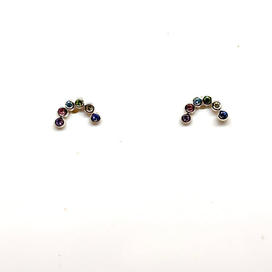 colourful crystal rainbow ear studs from Pixi Daisy