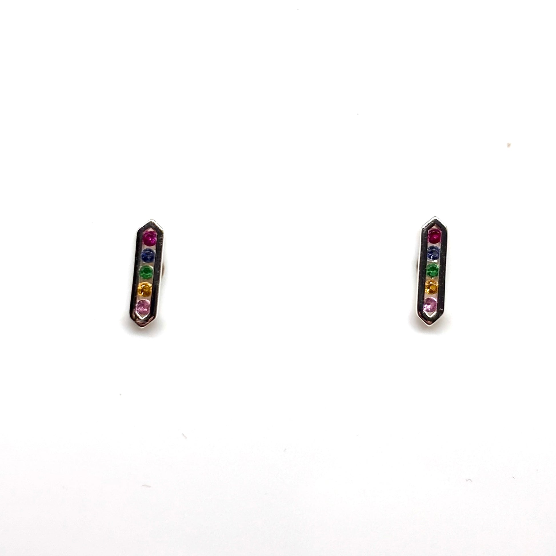 Bar ear studs with multi coloured crystals from Pixi Daisy