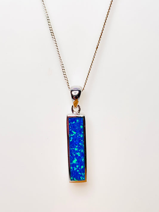 Blue Opal Pendant Necklace | Sterling Silver | Pixi Daisy