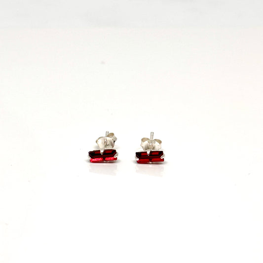 Oblong red crystal ear studs from Pixi Daisy