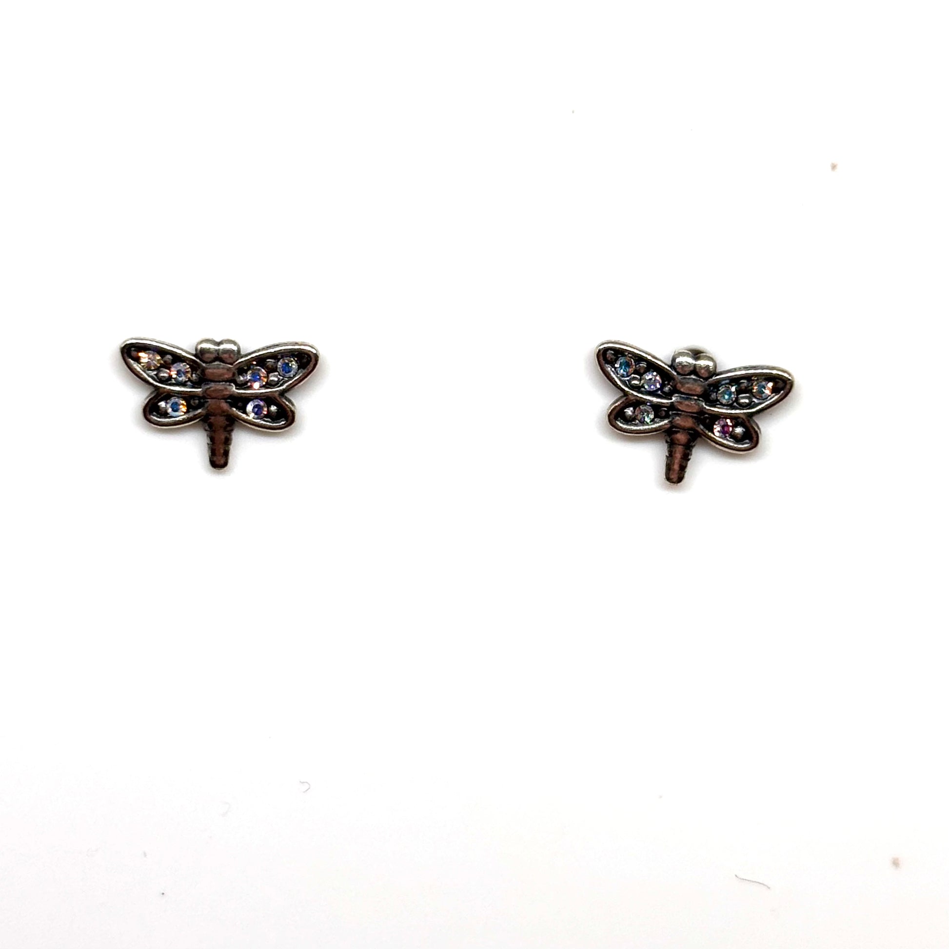 Dragonfly ear studs with multicoloured crystals from Pixi Daisy