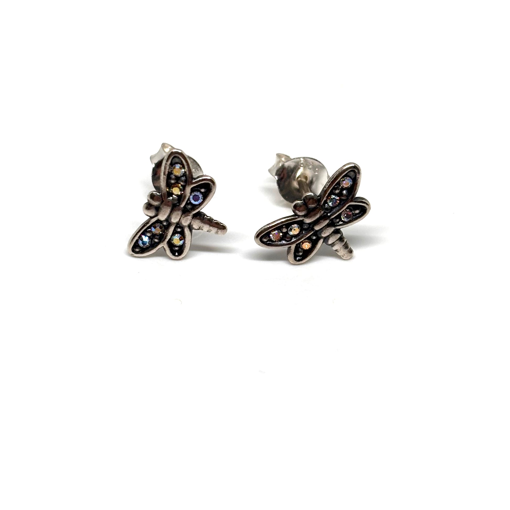 Dragonfly ear studs with multicoloured crystals from Pixi Daisy