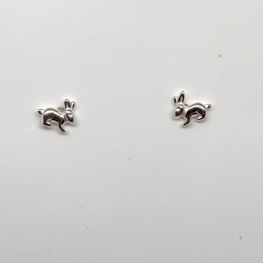 Pair of silver rabbit-shaped earrings from Pixi Daisy
