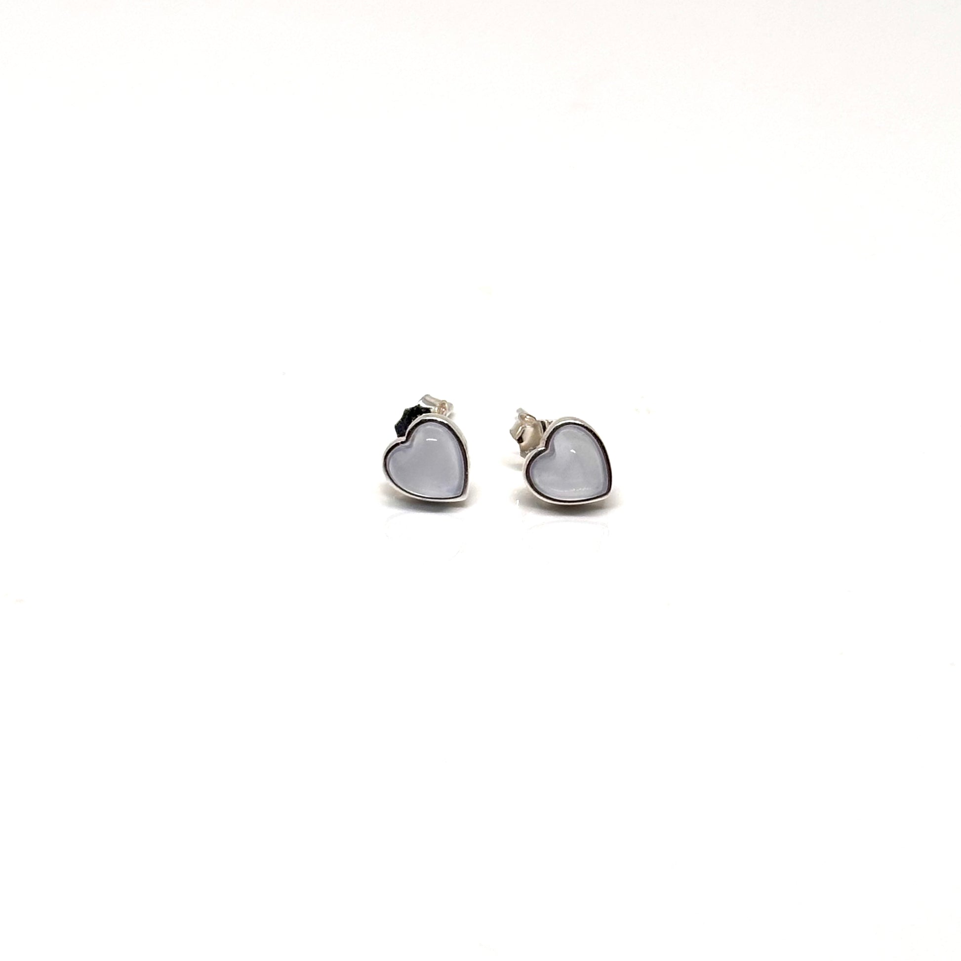 Pale blue heart shaped ear studs from Pixi Daisy