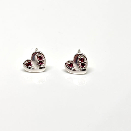 Silver heart earrings with pink crystals from Pixi Daisy