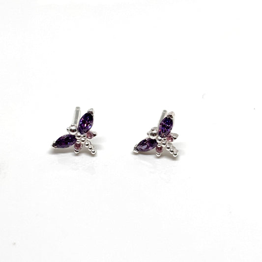 Dragonfly stud earrings with purple crystals from Pixi Daisy
