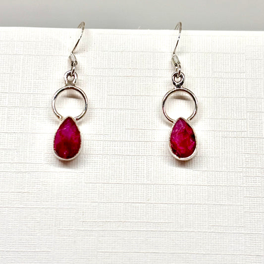 Dark pink teardrop dangly earrings from Pixi Daisy