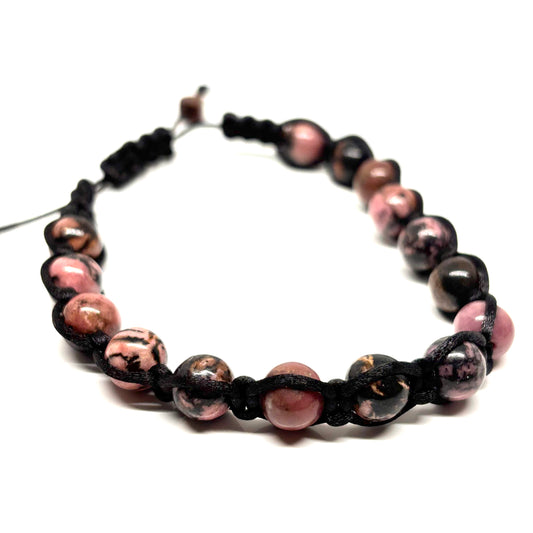 Rhondonite macrame bracelet from Pixi Daisy