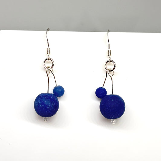 Matt blue aventurine dangly earrings from Pixi Daisy