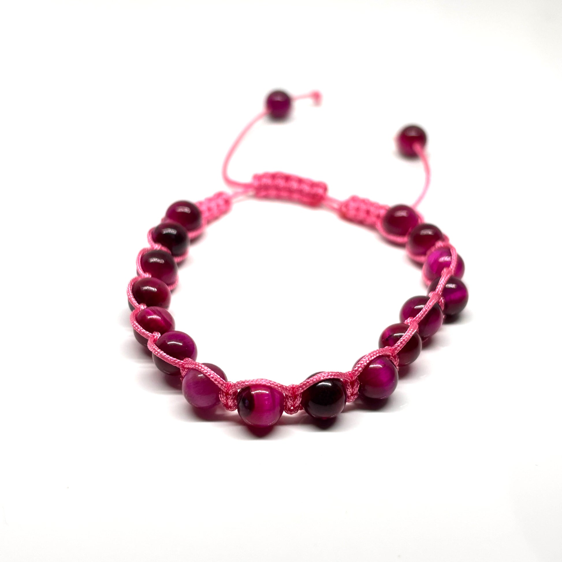 Pink tiger eye macrame bracelet from Pixi Daisy