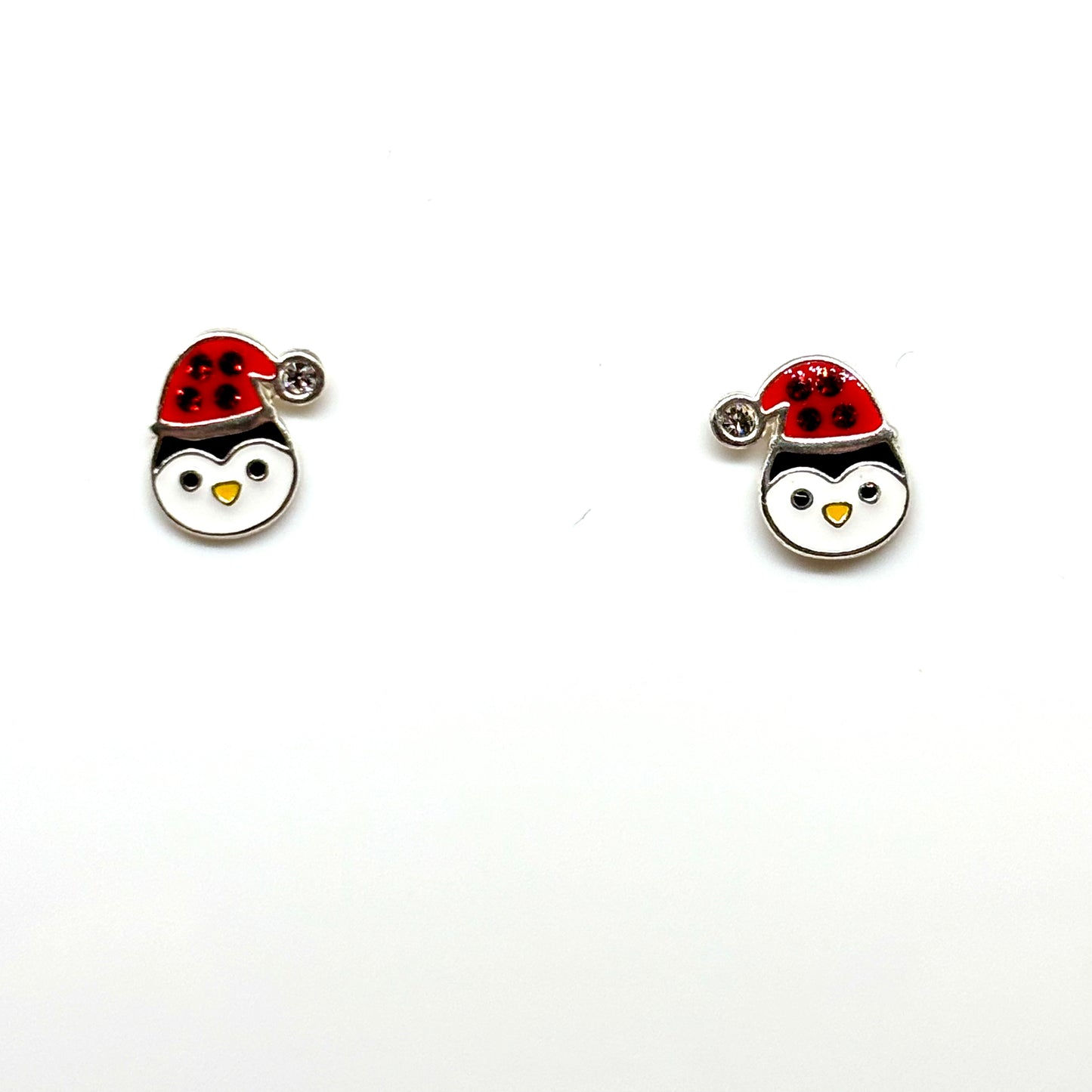 Christmas Penguin Sterling Silver Ear Studs
