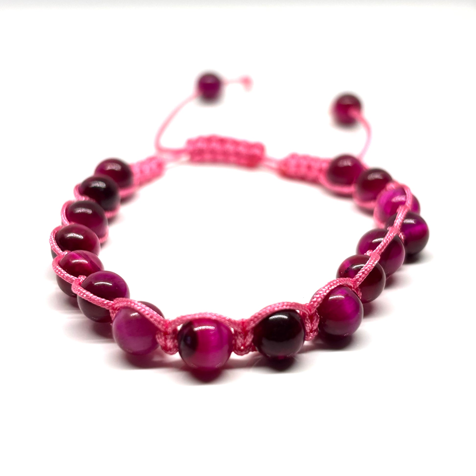 Pink tiger eye macrame bracelet from Pixi Daisy
