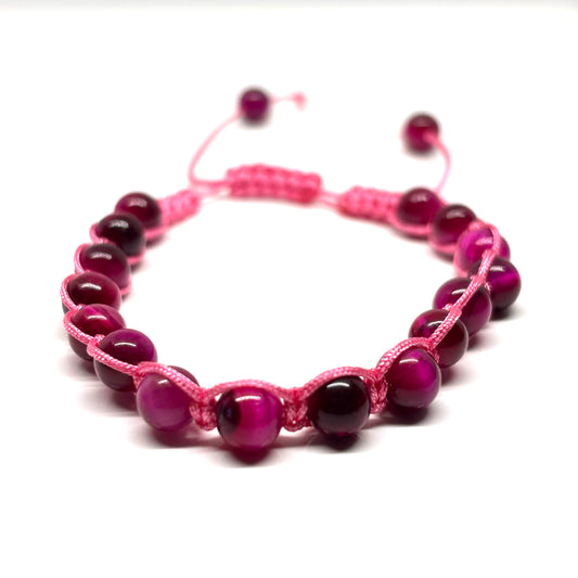 Pink tiger eye macrame bracelet from Pixi Daisy