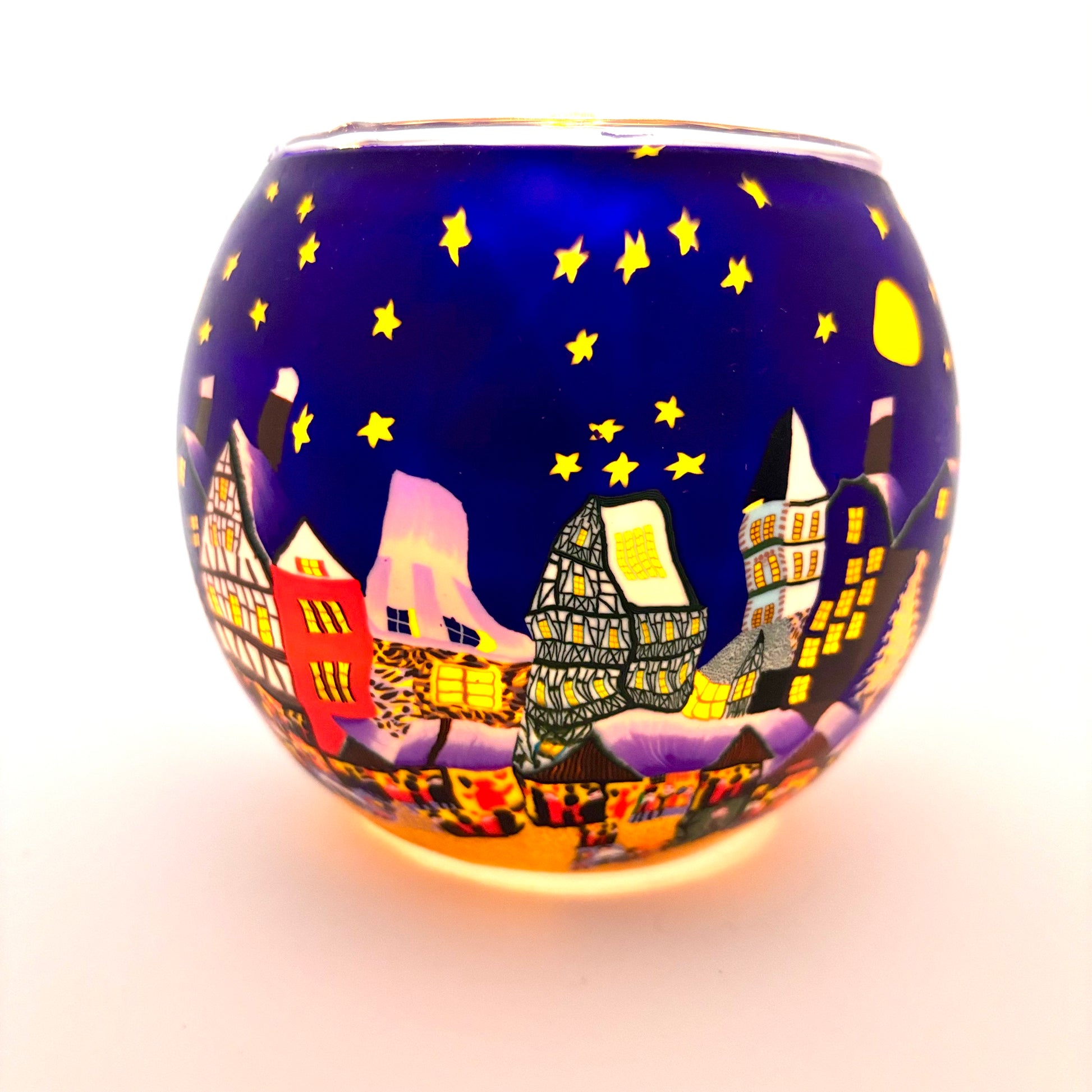XMas market scene globe tea light holder from Pixi Daisy