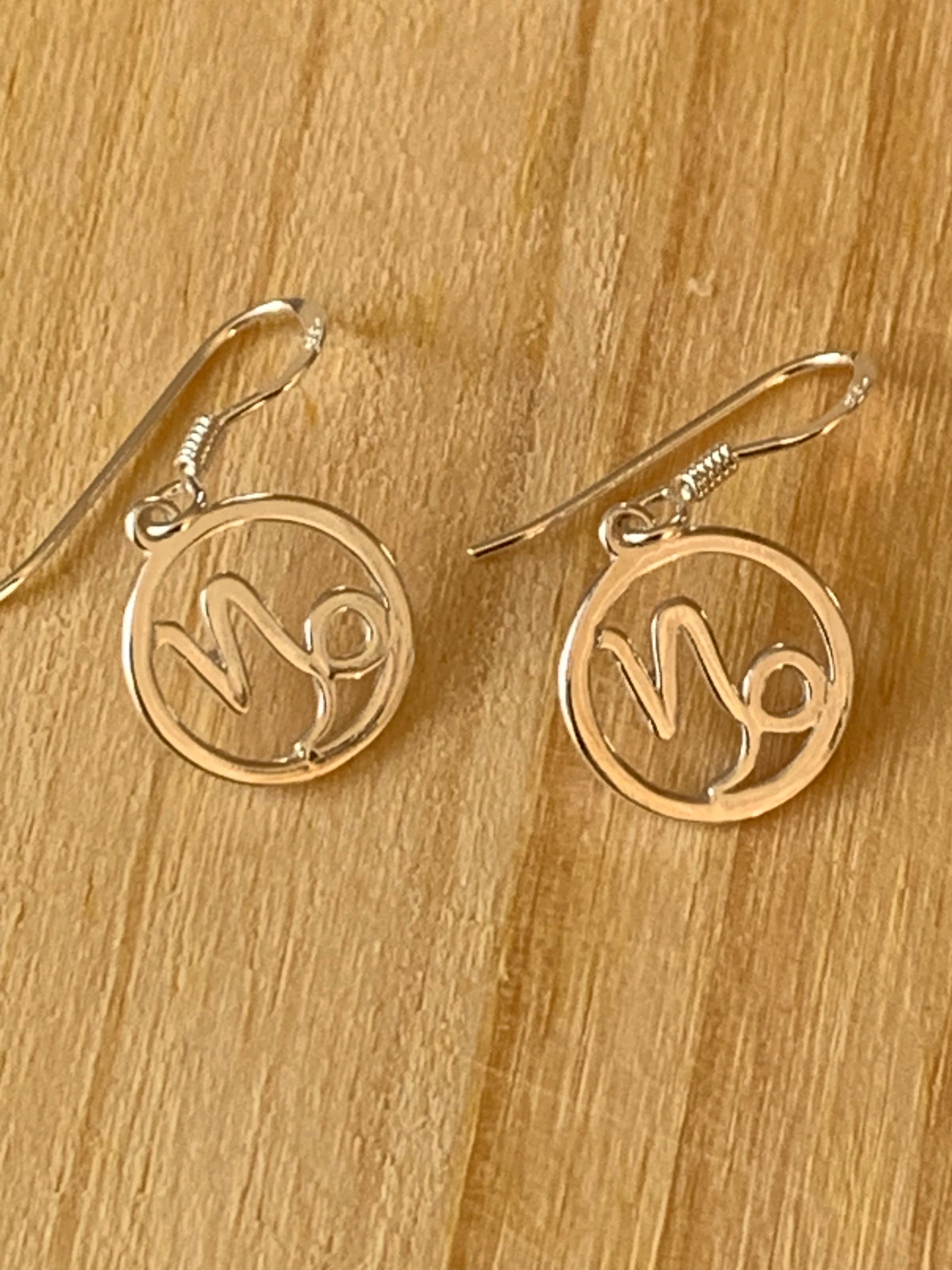 Sterling Silver Capricorn Zodiac Earrings
