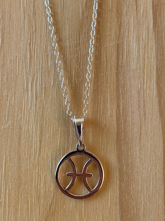 Sterling Silver Pisces Zodiac Necklace