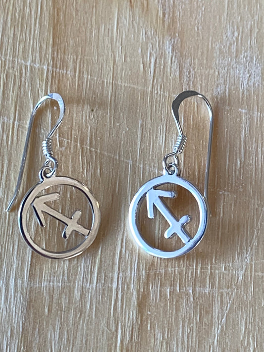 Sterling Silver Sagittarius Zodiac Earrings