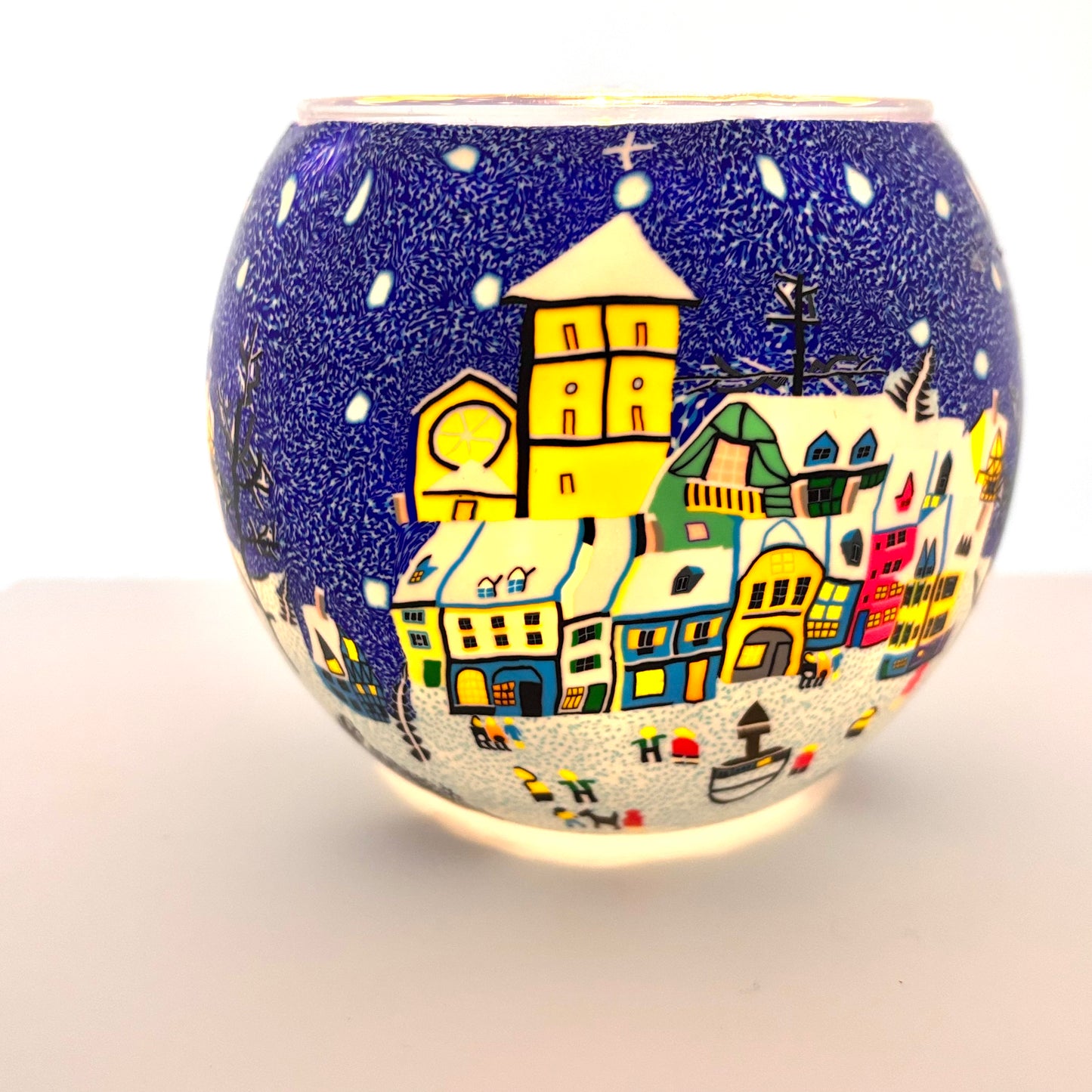 Snowy town globe tea light candle holder from Pixi Daisy