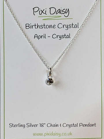 Sterling Silver April Birthstone Necklace