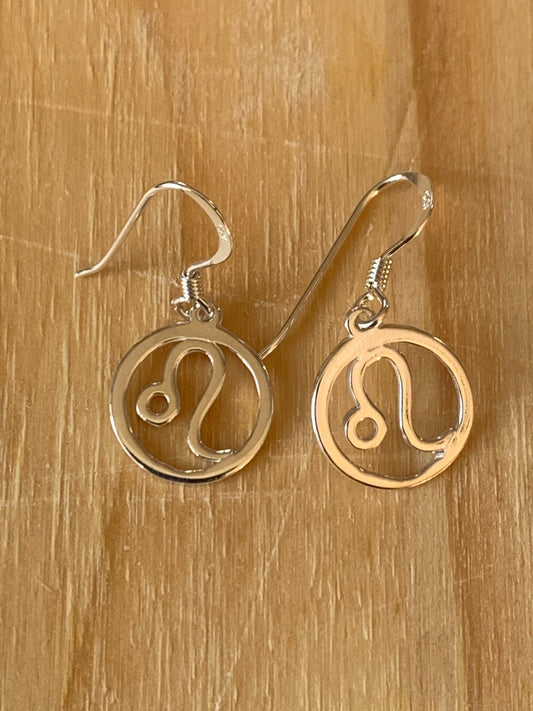 Sterling Silver Leo Zodiac Earrings