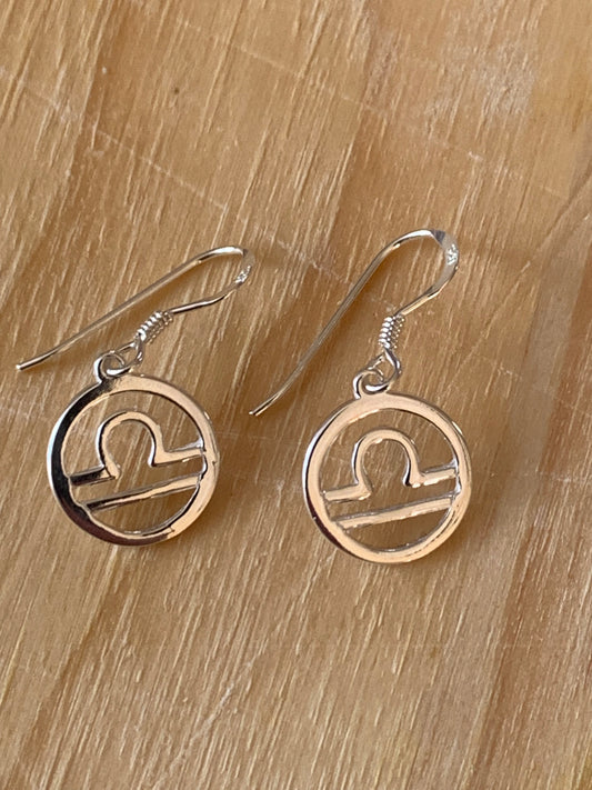 Sterling Silver Libra Zodiac Earrings