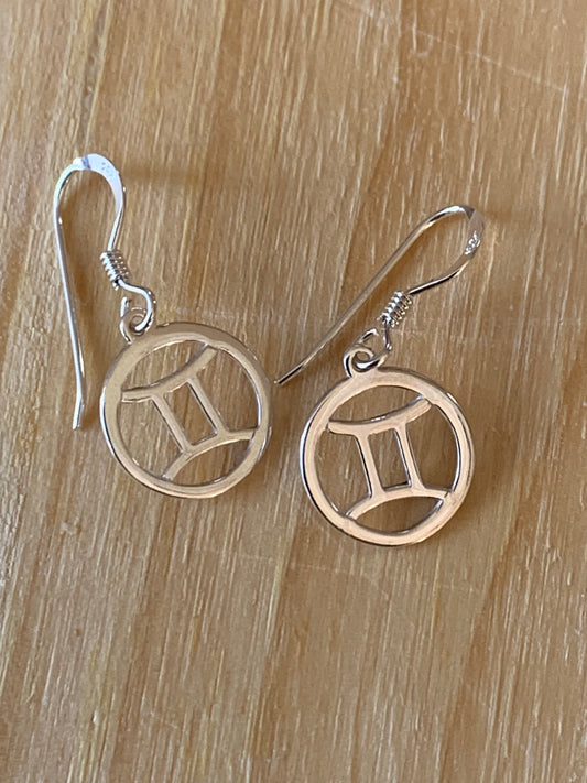 Sterling Silver Gemini Zodiac Earrings