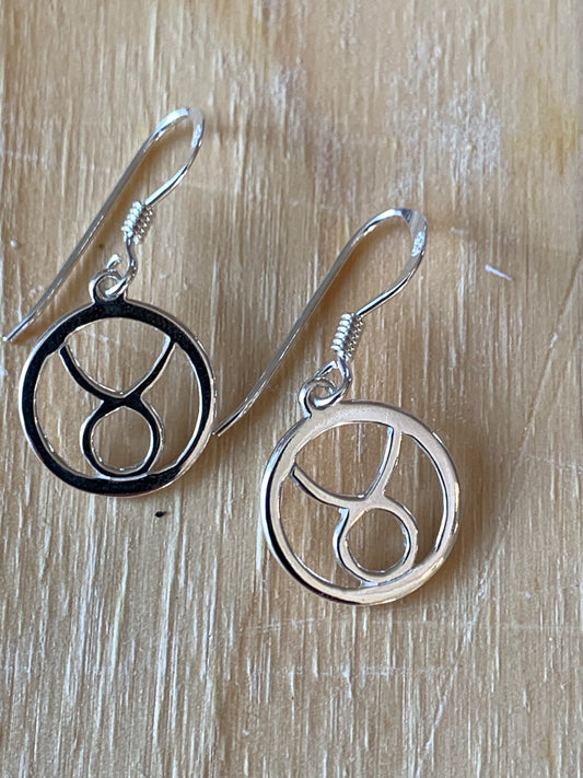Sterling Silver Zodiac Taurus Zodiac Earrings