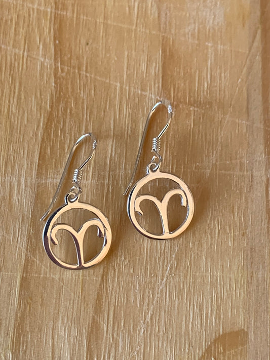 Sterling Silver Aries Zodiac Earrings