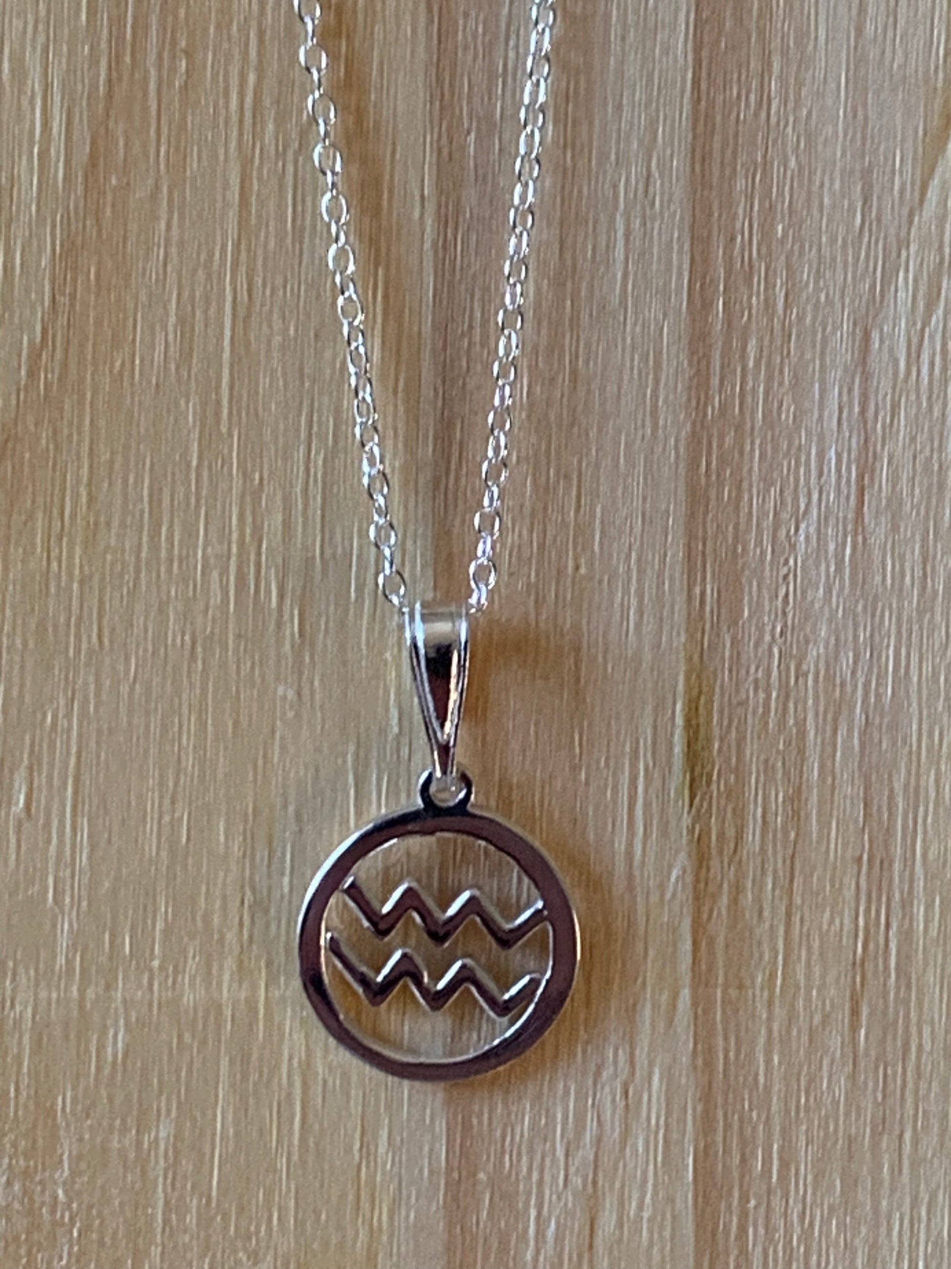 Sterling Silver Aquarius Zodiac Necklace