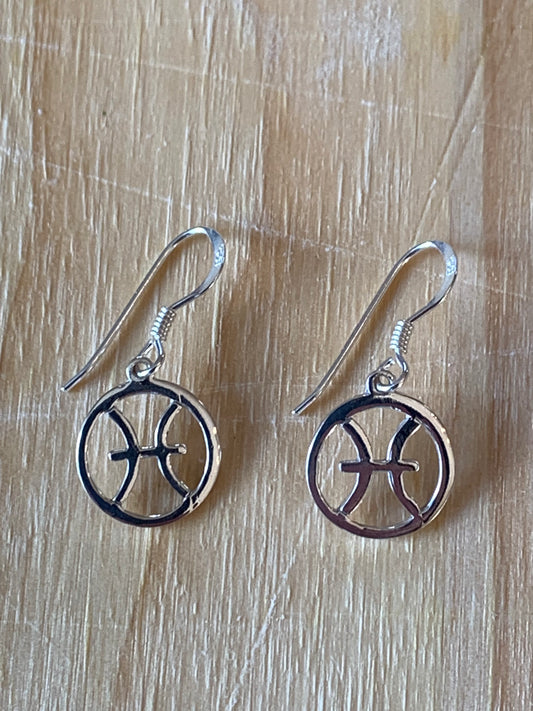 Sterling Silver Pisces Zodiac Earrings