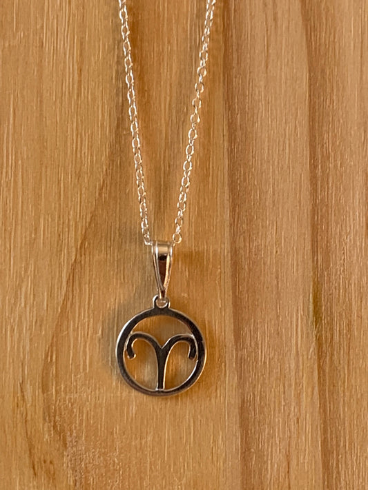 Sterling Silver Aries Zodiac Necklace