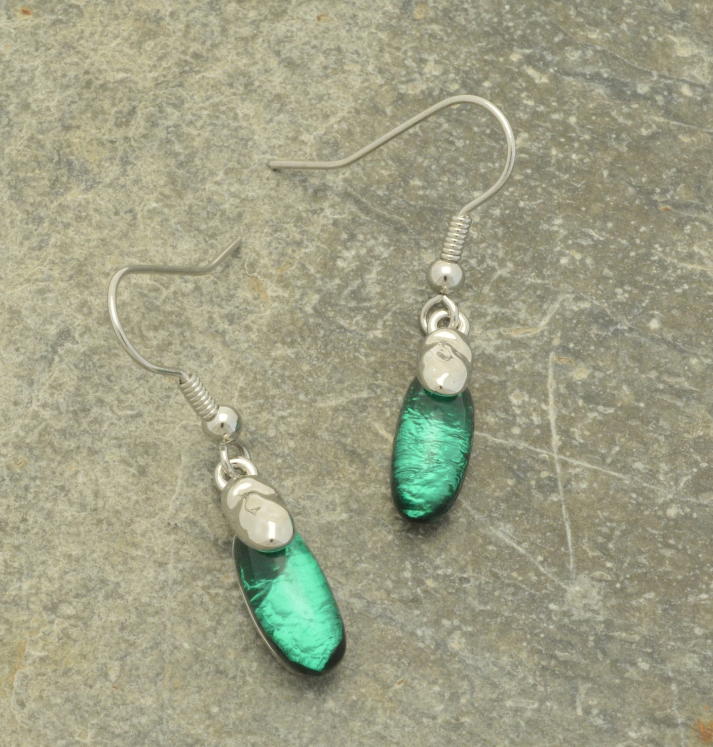 Miss Milly Emerald Green & Silver Drop Earrings
