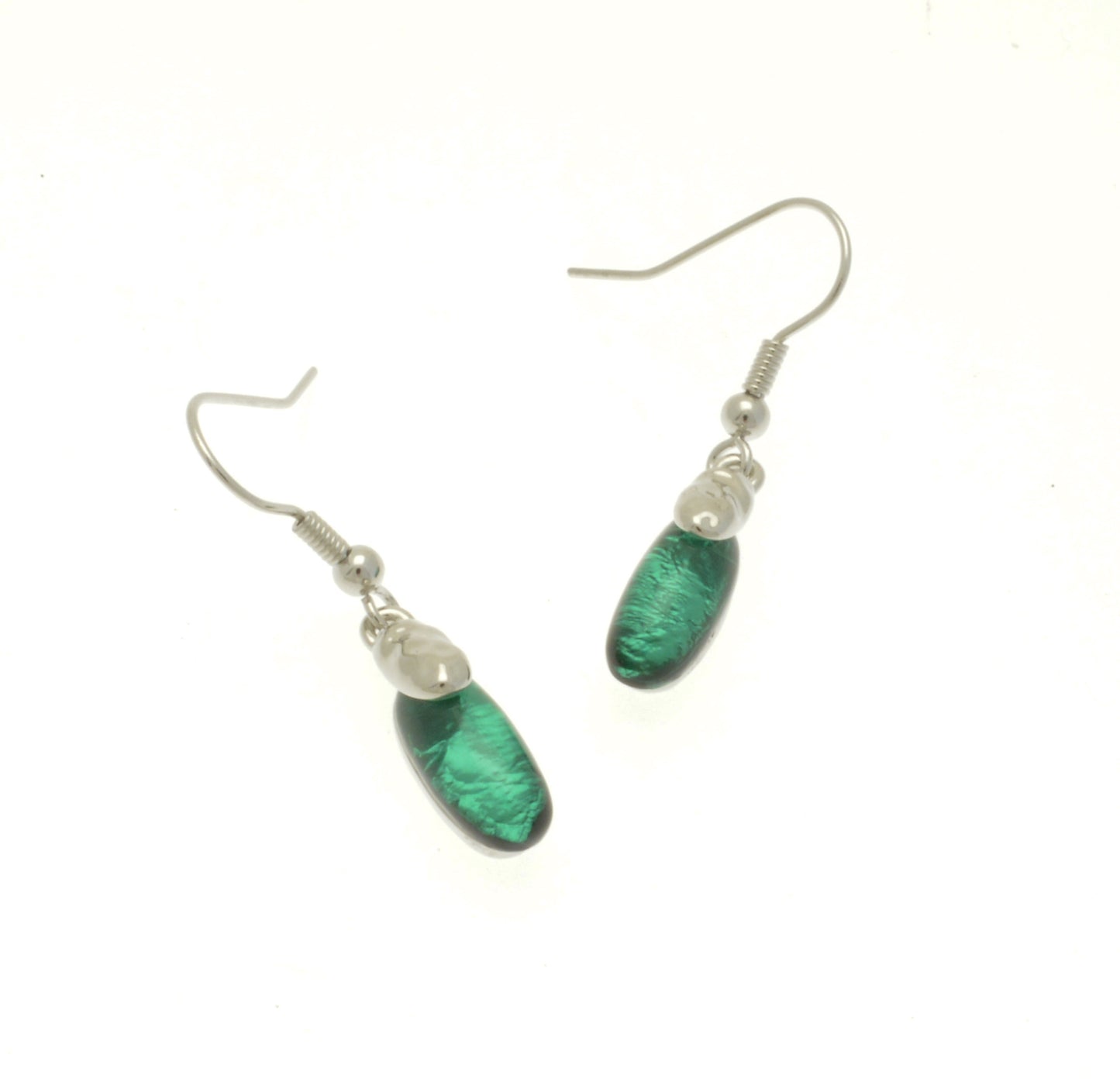 Miss Milly Emerald Green & Silver Drop Earrings