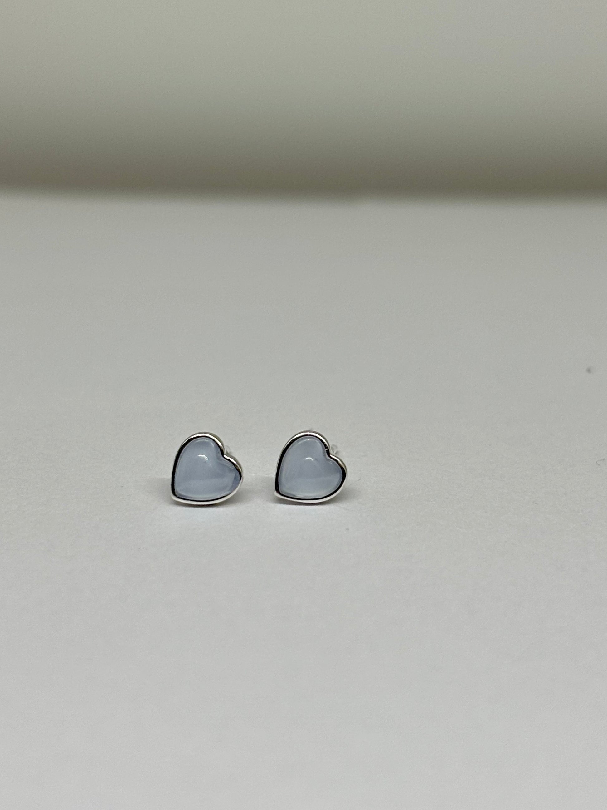 Pale blue heart shaped ear studs from Pixi Daisy