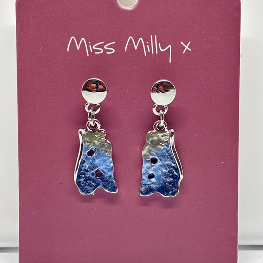 Miss Milly Blue & Grey Mottled Earrings