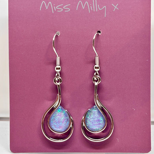 Miss Milly teardrop-shaped blue green earrings from Pix Daisy