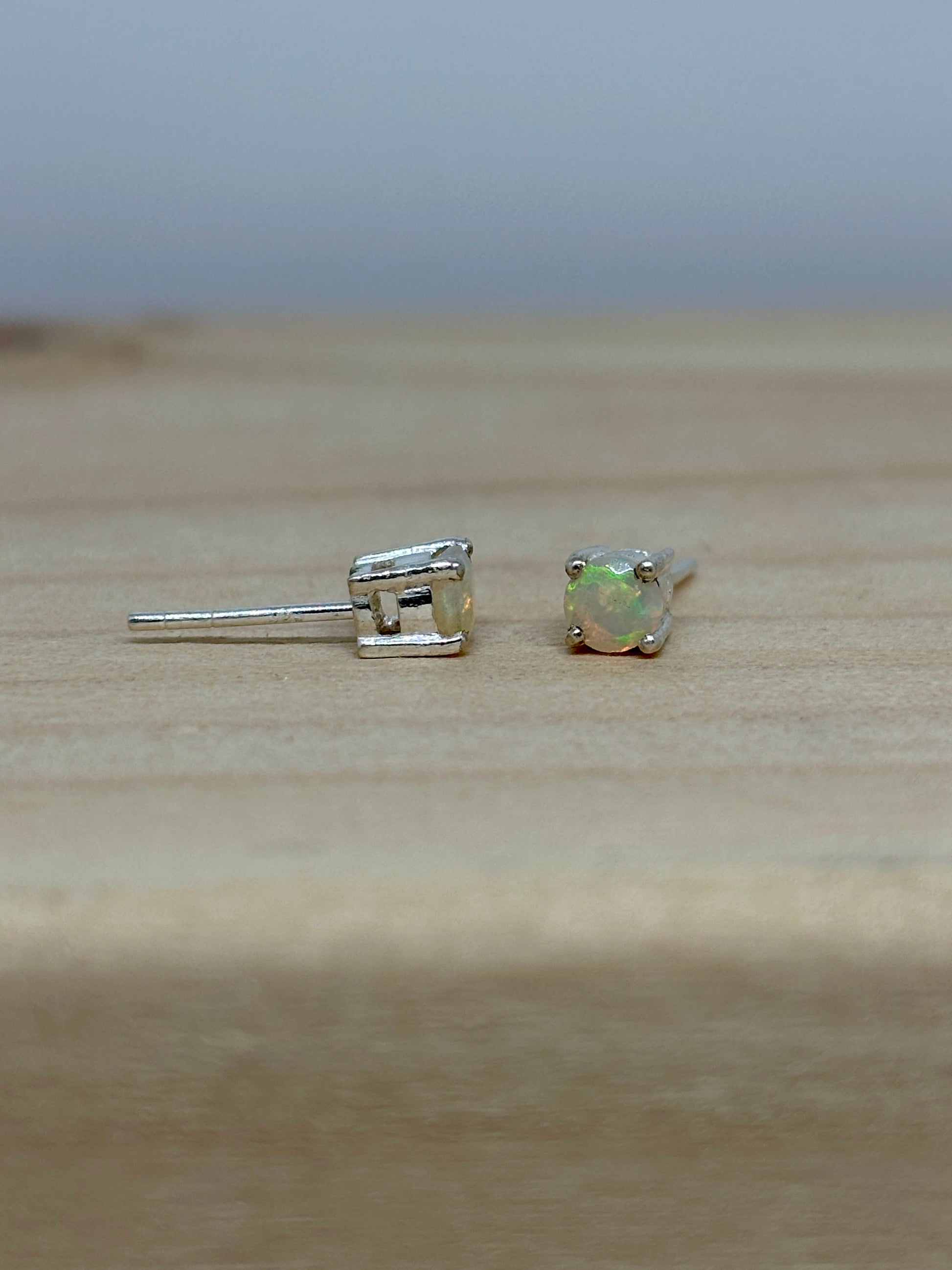 White ethopian opal ear studs - pixi daisy