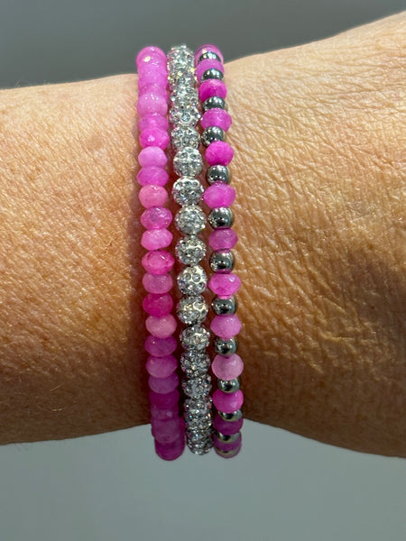 Sparkling Dyed Pink Memory Wire Bracelet