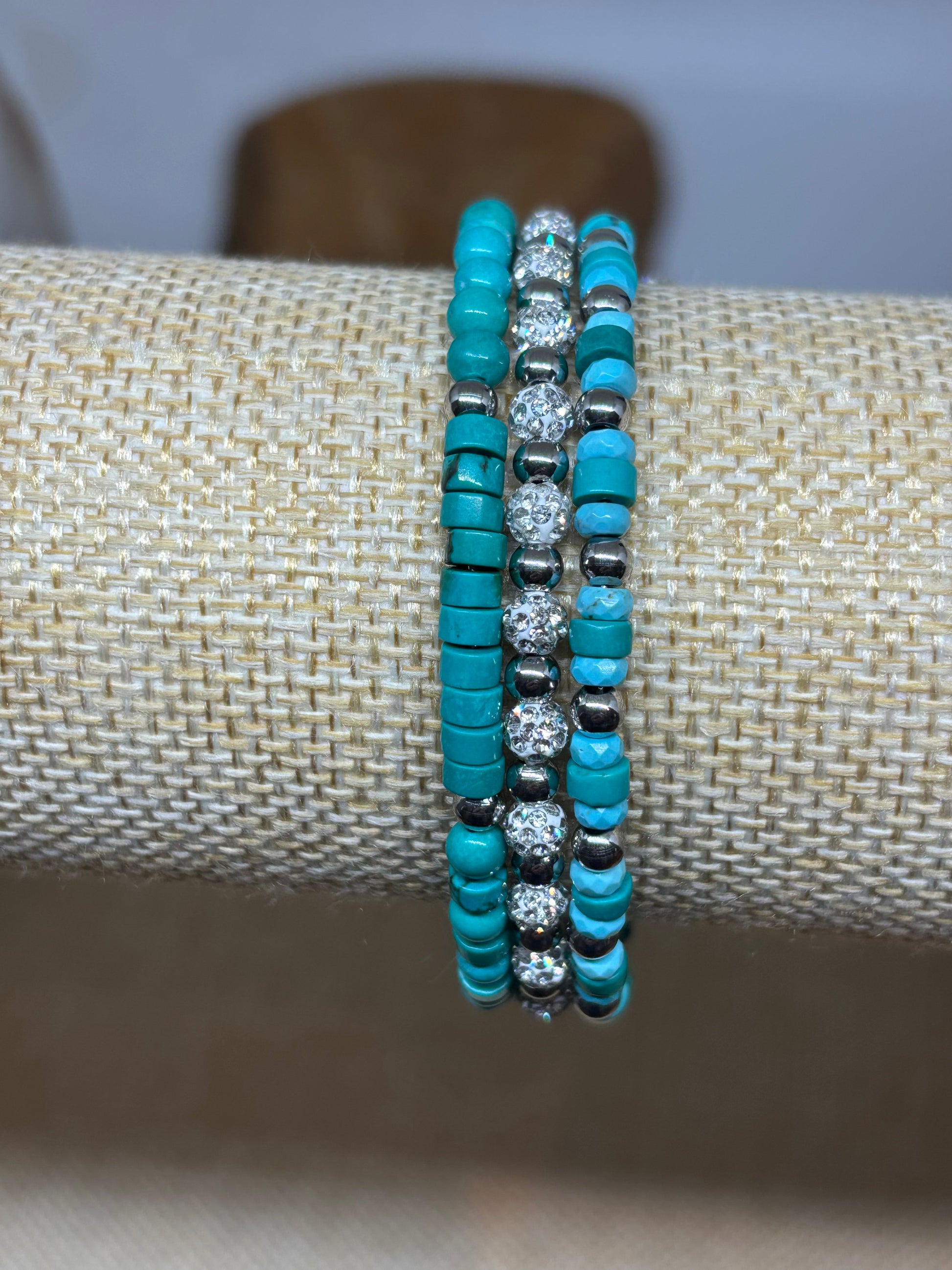Sparkling Dyed Sea Green Memory Wire Bracelet from Pixi Daisy