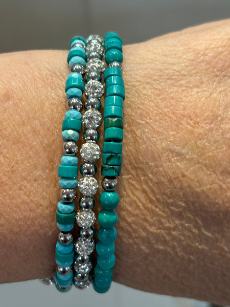 Sparkling Dyed Sea Green Memory Wire Bracelet from Pixi Daisy