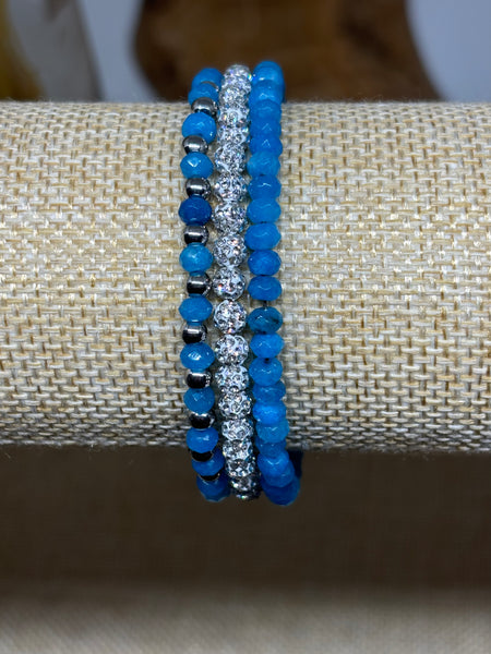 Sparkling Dyed Deep Blue Memory Wire Bracelet  from Pixi Daisy