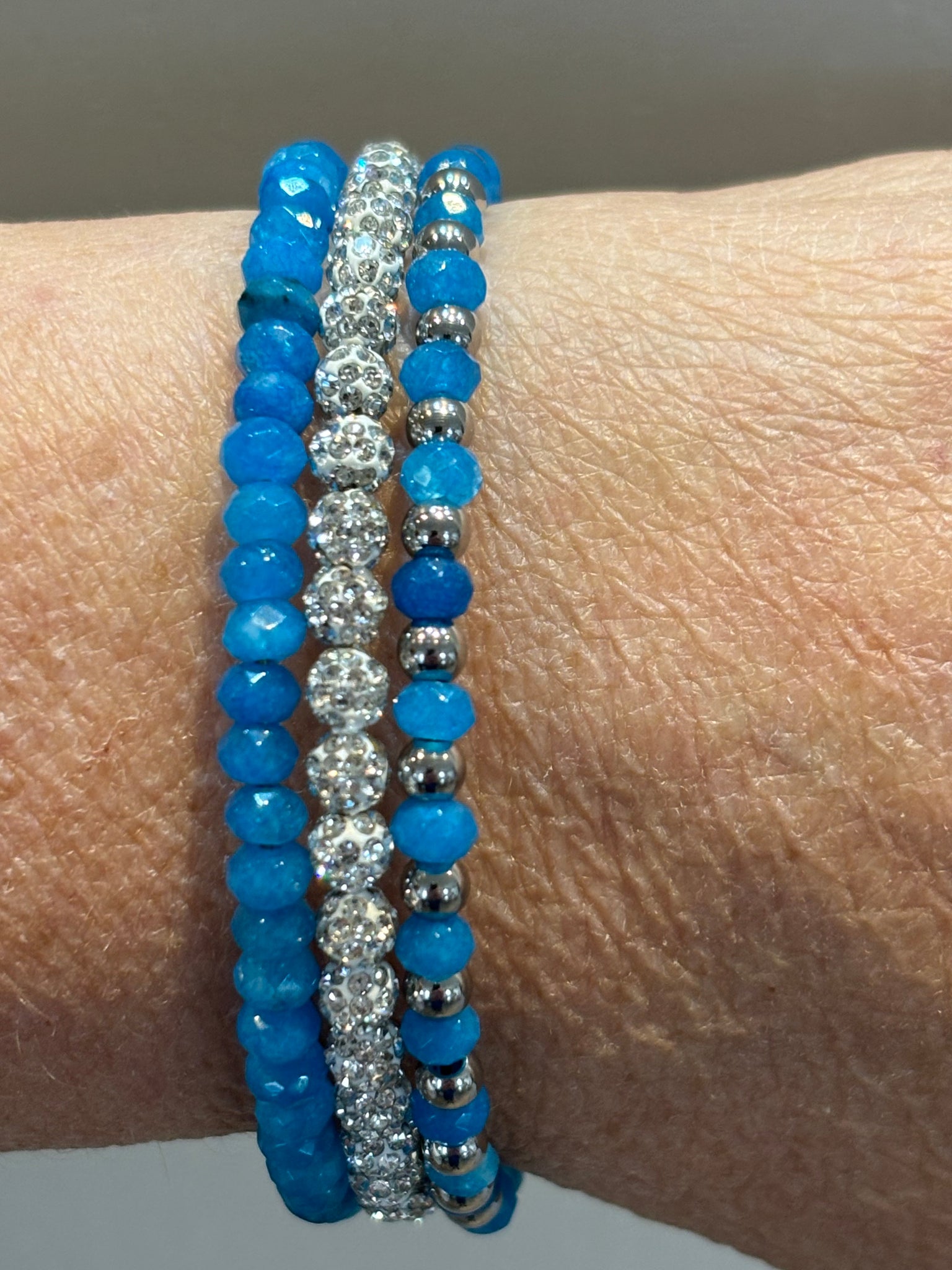 Sparkling Dyed Deep Blue Memory Wire Bracelet  from Pixi Daisy